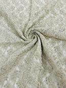 Pearls and Sequins Floral Fabric - Champagne - Embroidered Beaded Sequins Fabric Lace By Yard