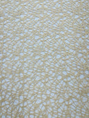 Fish Net Sequins Fabric - Champagne - Cast Net Design Sequins Embroidery Lace Fabric By Yard