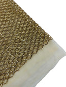 Diamond Net Sequins Fabric - Champagne - Geometric Diamond Net Design on Mesh Lace Fabric By Yard