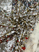 Circle Paillette Sequins - Champagne - Large Round Paillette Sequins Design Fabric By Yard