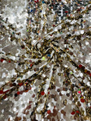 Circle Paillette Sequins - Champagne - Large Round Paillette Sequins Design Fabric By Yard