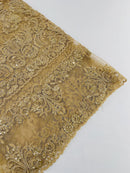My Lady Beaded Fabric - Champagne - Damask Beaded Sequins Embroidered Fabric By Yard