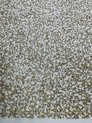 Rhinestone Glitter Mesh Fabric -  Champagne - Shiny Glitter Mesh Rhinestone Detail Fabric by Yard