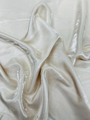 60" Crystal Liquid Satin Fabric - Water Shine Ultra Glossy Shimmer Reflective Bridal Satin Fabric By Yard