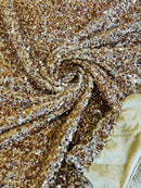 58/60" Velvet Sequins Stretch Fabric - Champagne - Velvet Sequins 2 Way Stretch Sold By Yard