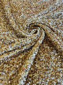 58/60" Velvet Sequins Stretch Fabric - Champagne - Velvet Sequins 2 Way Stretch Sold By Yard