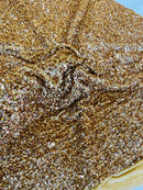 58/60" Velvet Sequins Stretch Fabric - Champagne - Velvet Sequins 2 Way Stretch Sold By Yard