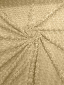Minky Rose Swirl Fabric - Champagne - 58" Blossom Ball Rosebud Plush Fur Soft Fabric By Yard