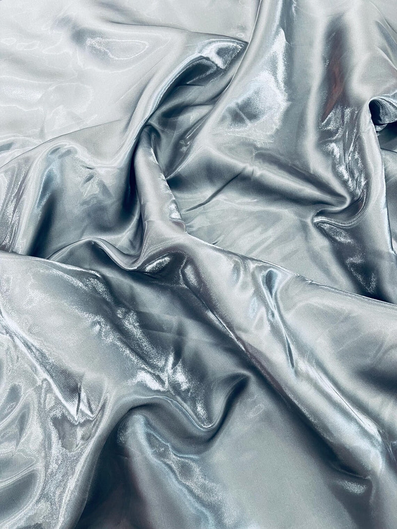 60" Crystal Liquid Satin Fabric - Water Shine Ultra Glossy Shimmer Reflective Bridal Satin Fabric By Yard