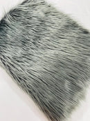 60" Solid Shaggy Faux Fur - Charcoal - Long Pile Luxury Shaggy Soft Faux Fur Fabric By Yard
