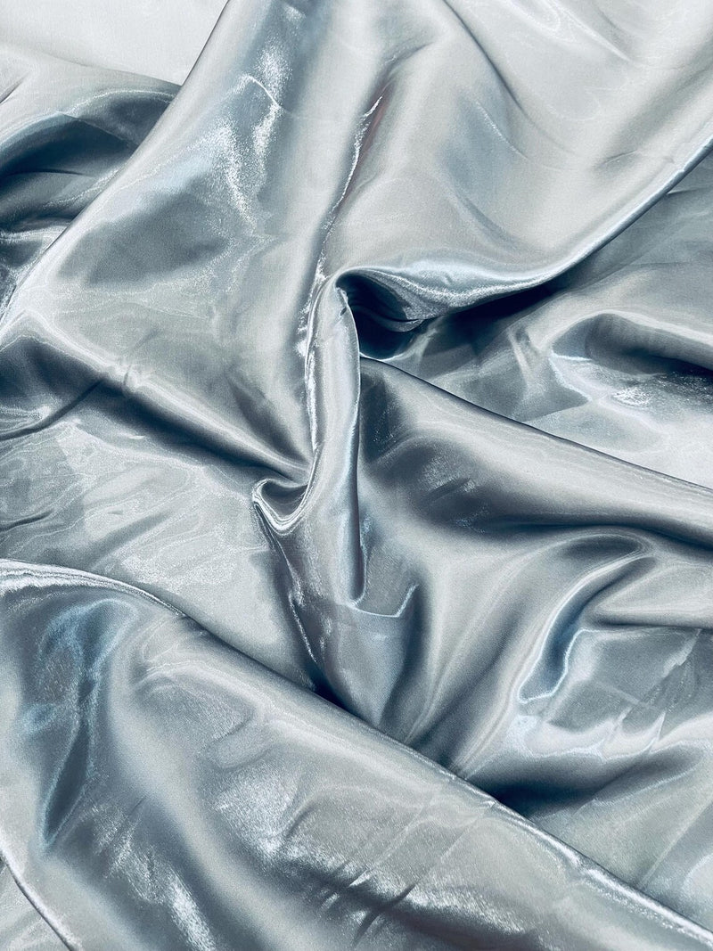 60" Crystal Liquid Satin Fabric - Water Shine Ultra Glossy Shimmer Reflective Bridal Satin Fabric By Yard