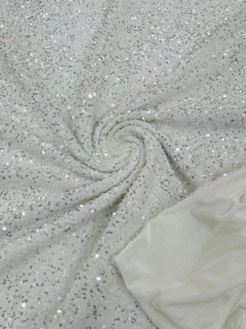 Silver Sequins Fabric, Full Sequins Silver Fabric, Silver Sequin on Mesh  Fabric, Silver Sequins Fabric by the Yard