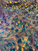 Jumbo Oval Sequins Fabric -  Iridescent Oval Shape Teardrop Sequins Fabric By The Yard (Pick Color)