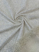 Beaded Sequins Pearl Fabric - Clear on Off-White -  Embroidered Pearl Beads and Sequins on Lace By Yard