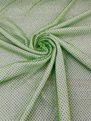 Fishnet Clear Rhinestones Fabric - Lime Green - Spandex Fabric Fish Net with Crystal Stones by Yard