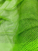 Fishnet Clear Rhinestones Fabric - Lime Green - Spandex Fabric Fish Net with Crystal Stones by Yard