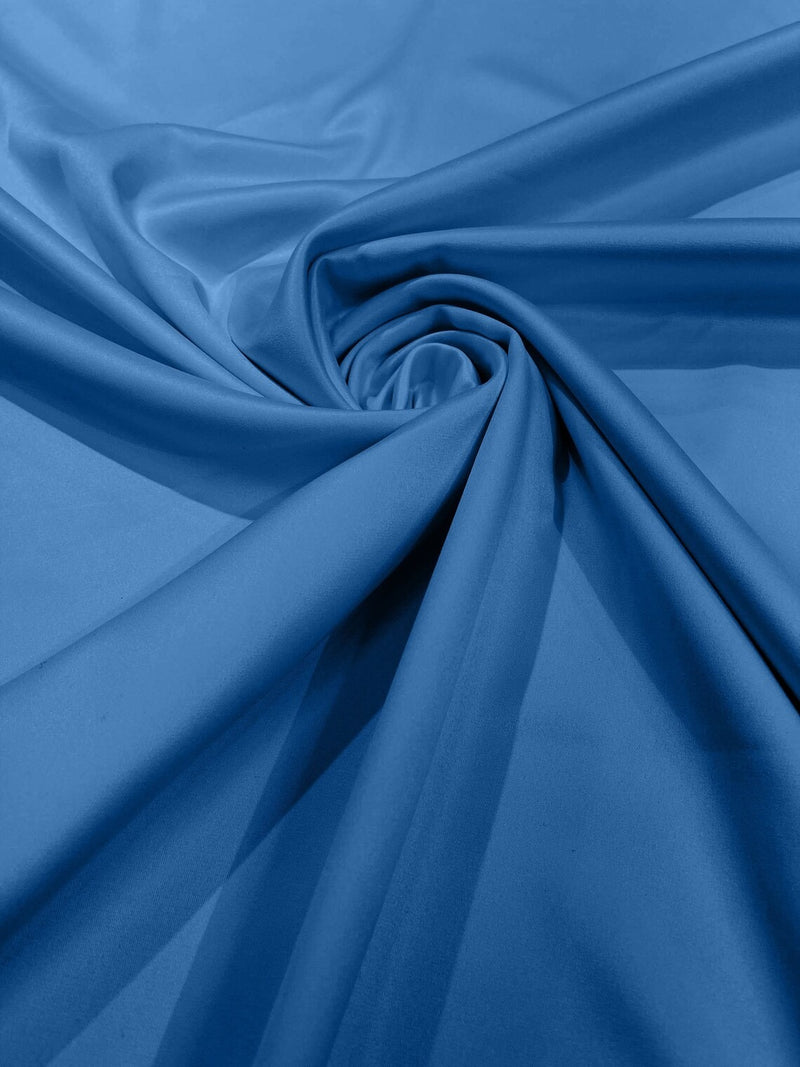 Matte L'Amour Stretch Satin - Coppen Blue - Stretch Satin Fabric For Bridal, Prom Dress Sold By Yard