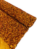58/60" Velvet Sequins Stretch Fabric - Copper - Velvet Sequins 2 Way Stretch By Yard