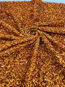 58/60" Velvet Sequins Stretch Fabric - Copper - Velvet Sequins 2 Way Stretch By Yard