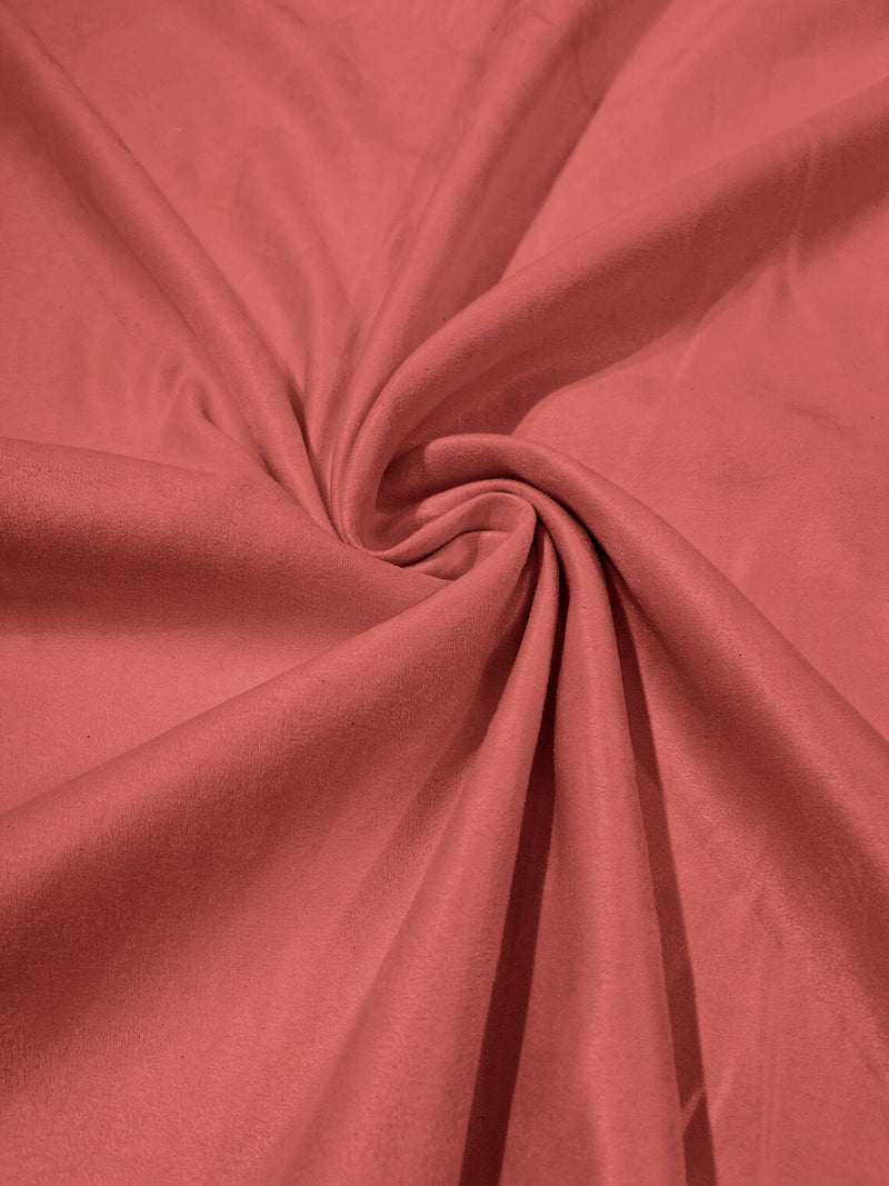 58" Faux Micro Suede Fabric - Coral - Polyester Micro Suede Fabric for Upholstery / Crafts / Costume By Yard