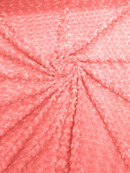 Minky Rose Swirl Fabric - Coral - 58" Blossom Ball Rosebud Plush Fur Soft Fabric By Yard
