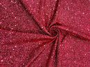 Metallic Foil Sequins - Coral - 2 Way Stretch Spandex with 5mm Sequins Fabric by yard