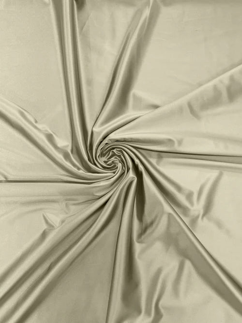 60" Shiny Heavy Satin Fabric - Cream - Stretch Satin Shiny Heavy Fabric Sold By Yard