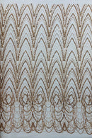 Champagne Luxury Beaded Pattern Fabric by the yard, Embroidery Beaded Lace Fabric