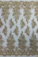 Champagne Silver Rhinestones Glitter Fabric on a Mesh by The Yard | Quinceañera Design Glitter Rhinestones on Mesh Fabric Prom Dress