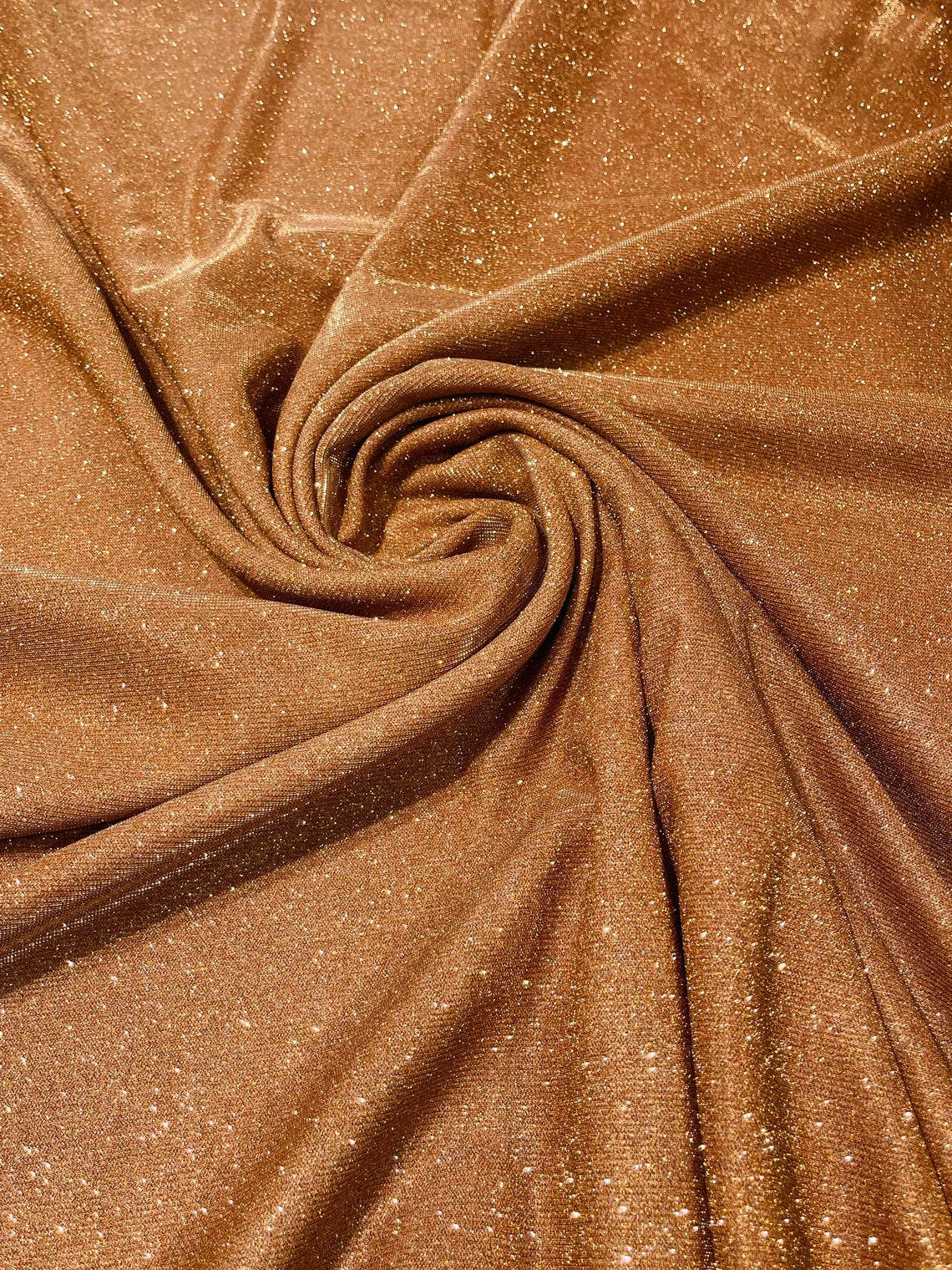 Shimmer Glitter Fabric - Cinnamon - Luxury Sparkle Stretch Solid Fabri