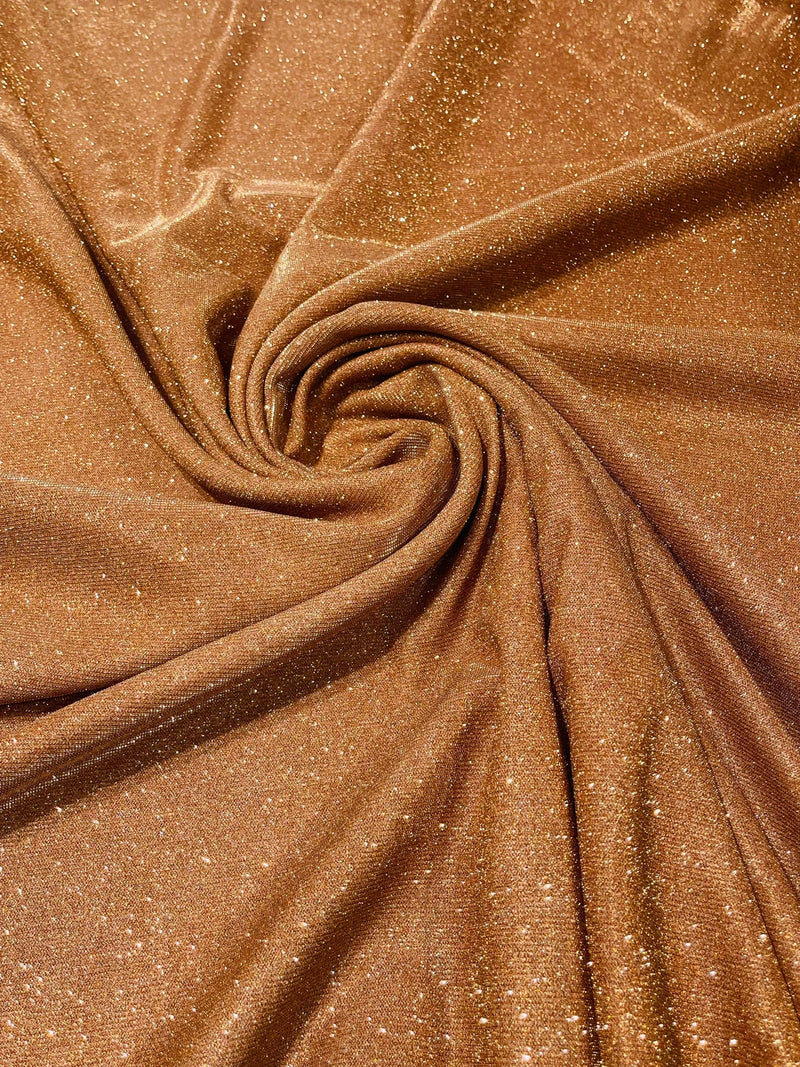 Shimmer Glitter Fabric - Cinnamon - Luxury Sparkle Stretch Solid Fabric Sold By Yard
