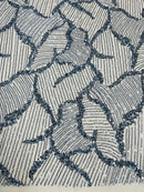 Coppen Blue Beaded Fabric by yard, Bridal beaded, Damask Pattern Beads and Sequins