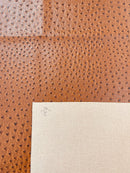 Coñac Ostrich Faux Leather Upholstery By The Yard, Ostrich Embossed Vinyl Leather 54" Wide