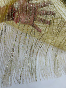 Gold Glitter Mesh Lace Fabric Prom/Dress By The Yard