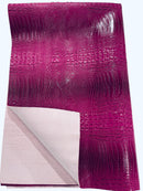 Magenta Faux Crocodile Vinyl Leather Upholstery Fabric By The Yard, Big 3D Crocodile Vinyl Fabric