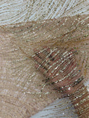 Rose Gold Glitter Mesh Lace Fabric Prom/Dress By The Yard