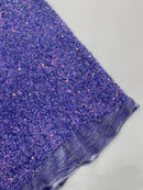 Lilac Iridescent Sequin Fabric: Lavender Stretch Velvet (58/60" Wide)