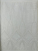 Ivory Embroidery Beaded Fabric by Yard