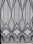 Black Embroidery Beaded Fabric by Yard