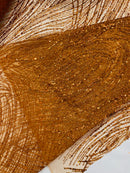 Burnt Orange Glitter Mesh Lace Fabric Prom/Dress By The Yard