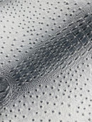 Silver Ostrich Gator Embossed Vinyl Fabric By Yard, Crocodile Ostrich Vinyl Leather Upholstery
