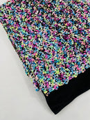 Multi Color Confetti Iridescent Sequin Fabric: Red Stretch Velvet (58/60" Wide)