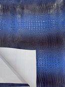 Royal Blue Faux Crocodile Vinyl Leather Upholstery Fabric By The Yard, Big 3D Crocodile Vinyl Fabric