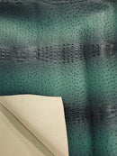 Hunter Green Ostrich Gator Embossed Vinyl Fabric By Yard, Crocodile Ostrich Vinyl Leather Upholstery