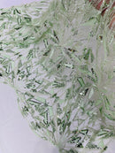 Geometric Beaded Fabric - Geometric Embroidery Beaded Sequin Fabric Sold By Yard