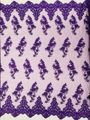 Beaded Fabric Sold By The Yard, Floral Beads and Sequins Embroidered on a Mesh