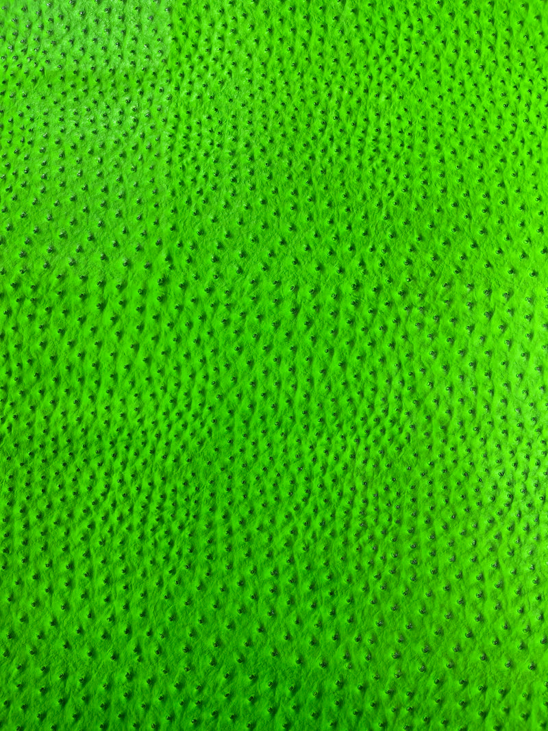 Neon Green Ostrich Faux Leather Upholstery By The Yard, Ostrich Embossed Vinyl Leather 54" Wide