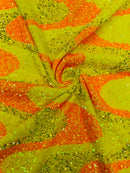 Wavy Line Design Velvet Sequins - Velvet Sequins Fabric 2 Way Stretch 58"- 60" By Yard