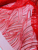 Red Embroidery Beaded Fabric Fashion Design By The Yard
