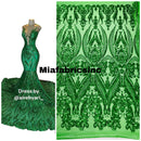 Big Damask Sequins - Emerald Green - Damask Sequin Design on 4 Way Stretch Fabric By Yard